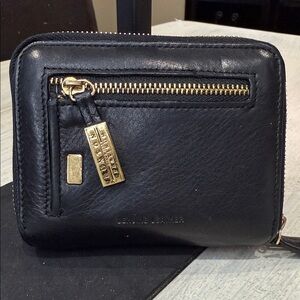 Buxton Platinum Black Wallet with Gold Zipper/Lining- EUC